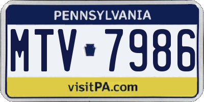 PA license plate MTV7986