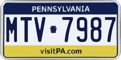 PA license plate MTV7987