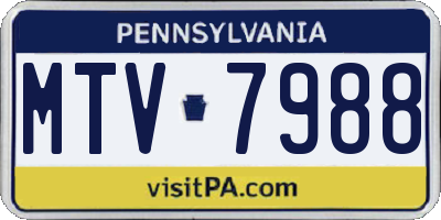 PA license plate MTV7988