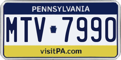PA license plate MTV7990