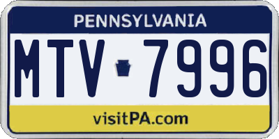 PA license plate MTV7996