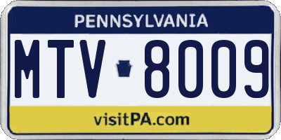 PA license plate MTV8009