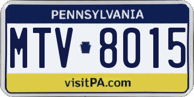 PA license plate MTV8015