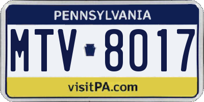 PA license plate MTV8017