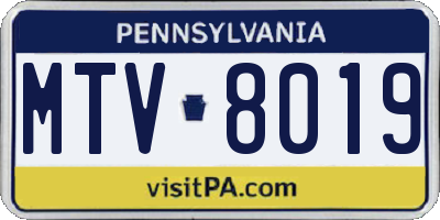 PA license plate MTV8019