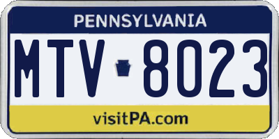 PA license plate MTV8023