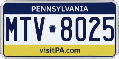 PA license plate MTV8025