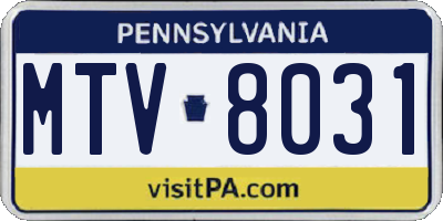 PA license plate MTV8031