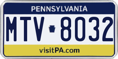 PA license plate MTV8032