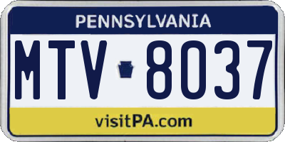 PA license plate MTV8037
