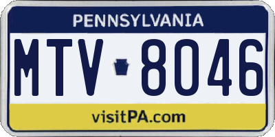 PA license plate MTV8046