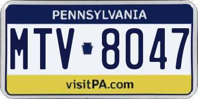 PA license plate MTV8047