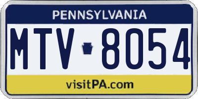 PA license plate MTV8054