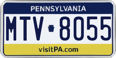 PA license plate MTV8055
