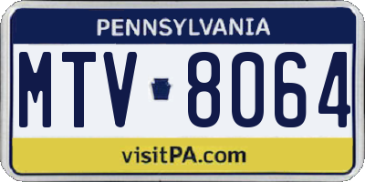 PA license plate MTV8064
