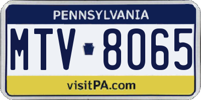 PA license plate MTV8065