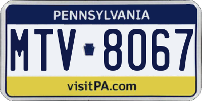 PA license plate MTV8067