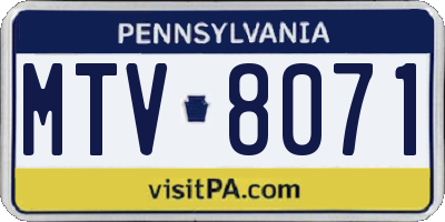 PA license plate MTV8071