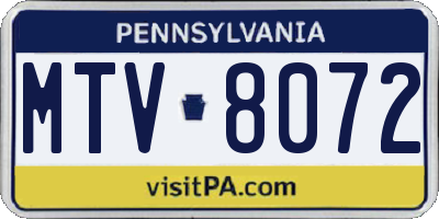 PA license plate MTV8072