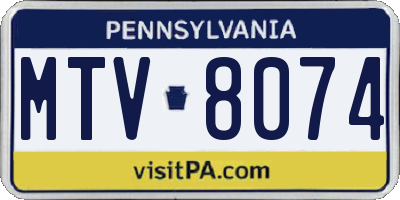 PA license plate MTV8074