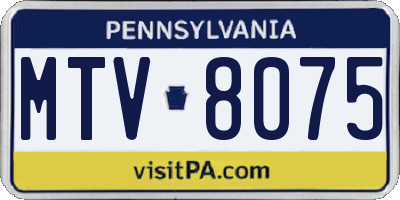 PA license plate MTV8075