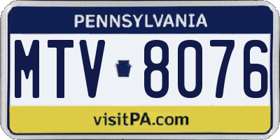 PA license plate MTV8076