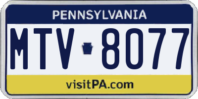 PA license plate MTV8077