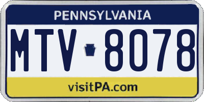 PA license plate MTV8078