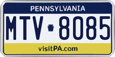 PA license plate MTV8085