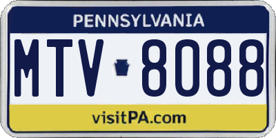 PA license plate MTV8088