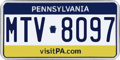 PA license plate MTV8097
