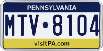 PA license plate MTV8104