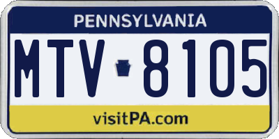 PA license plate MTV8105