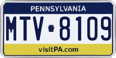 PA license plate MTV8109