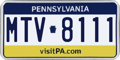 PA license plate MTV8111