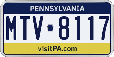 PA license plate MTV8117