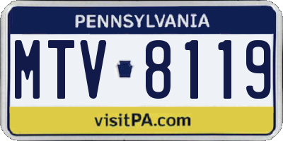 PA license plate MTV8119