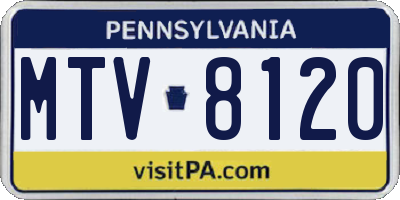 PA license plate MTV8120