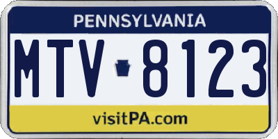 PA license plate MTV8123