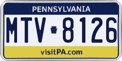 PA license plate MTV8126