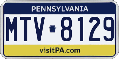 PA license plate MTV8129
