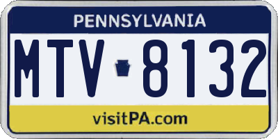 PA license plate MTV8132