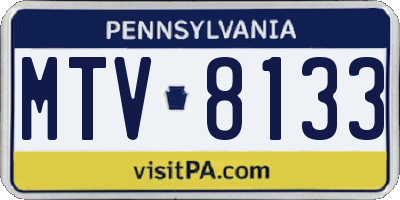 PA license plate MTV8133