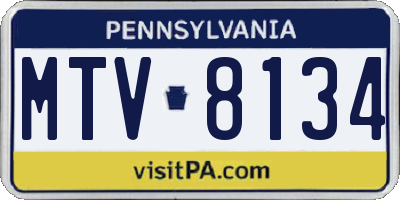 PA license plate MTV8134