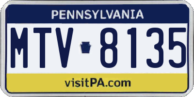 PA license plate MTV8135