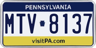 PA license plate MTV8137