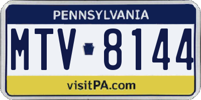 PA license plate MTV8144