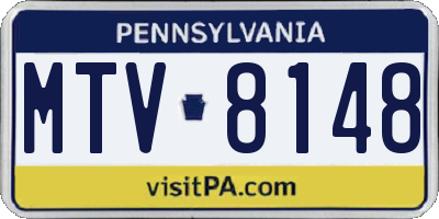 PA license plate MTV8148