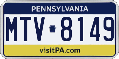 PA license plate MTV8149