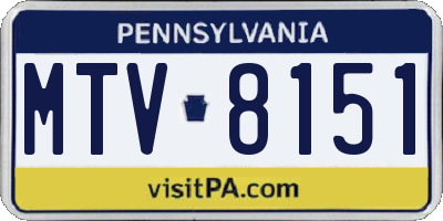 PA license plate MTV8151